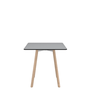 Emeco Su Cafe Square Table Dining Tables Emeco Square Top 30” Natural Wood Legs Gray HPL