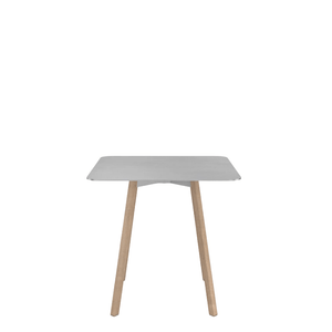 Emeco Su Cafe Square Table Dining Tables Emeco Square Top 30” Natural Wood Legs Brushed Aluminum