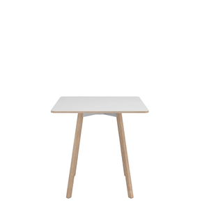 Emeco Su Cafe Square Table Dining Tables Emeco Square Top 30” Natural Wood Legs White Laminate Plywood