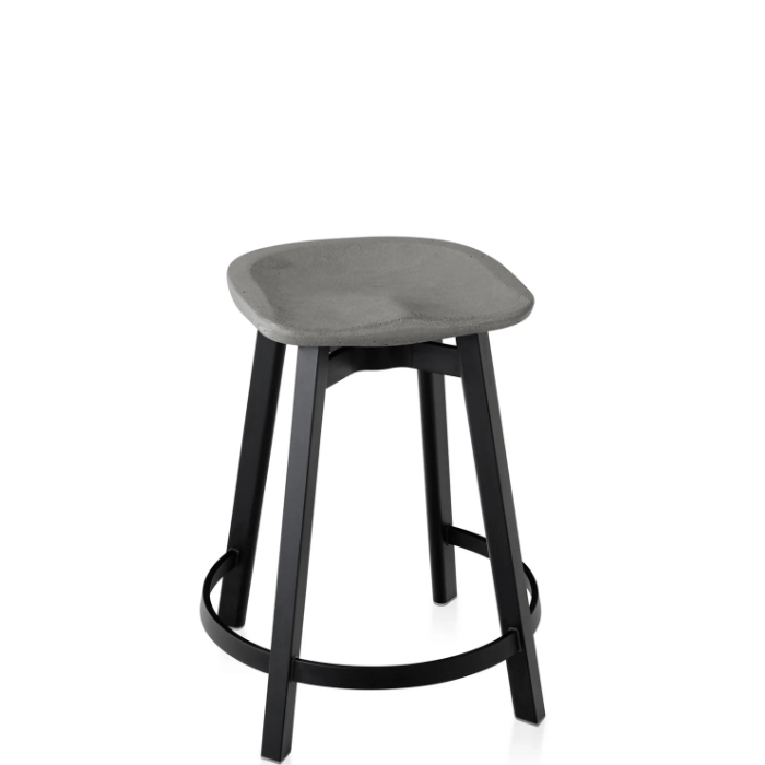 Emeco Su Counter Stool Stools Emeco Black Anodized Legs Eco Concrete No Seat Pad