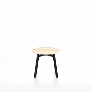 Emeco Su Low Table side/end table Emeco Round Black Anodized Aluminum Legs Accoya Wood