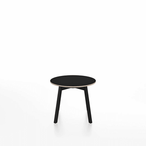 Emeco Su Low Table side/end table Emeco Round Black Anodized Aluminum Legs Black Laminate Plywood