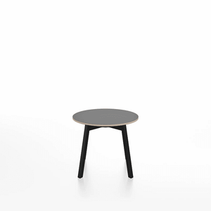Emeco Su Low Table side/end table Emeco Round Black Anodized Aluminum Legs Gray Laminate Plywood