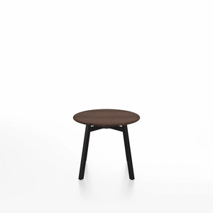 Emeco Su Low Table side/end table Emeco Round Black Anodized Aluminum Legs Walnut Wood