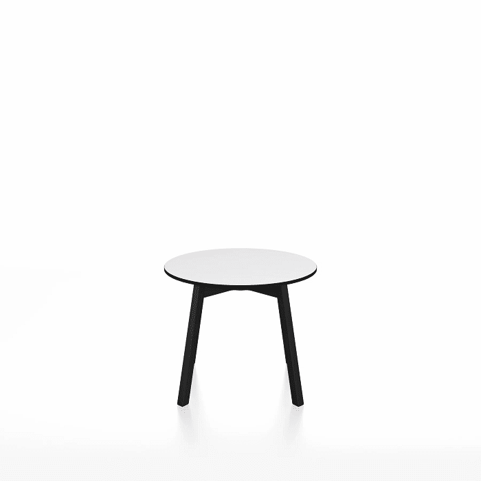 Emeco Su Low Table side/end table Emeco Round Black Anodized Aluminum Legs White HPL