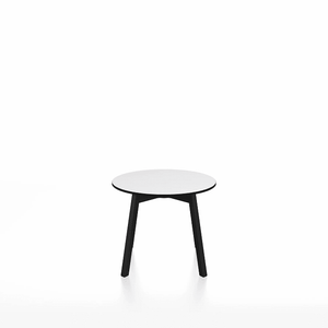 Emeco Su Low Table side/end table Emeco Round Black Anodized Aluminum Legs White HPL