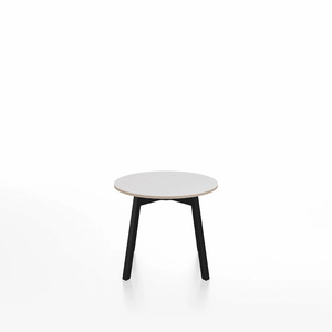 Emeco Su Low Table side/end table Emeco Round Black Anodized Aluminum Legs White Laminate Plywood