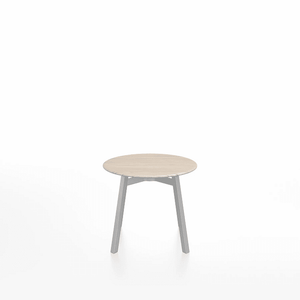 Emeco Su Low Table side/end table Emeco Round Clear Anodized Aluminum Legs Ash Wood