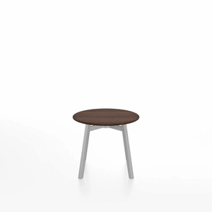 Emeco Su Low Table side/end table Emeco Round Clear Anodized Aluminum Legs Walnut Wood