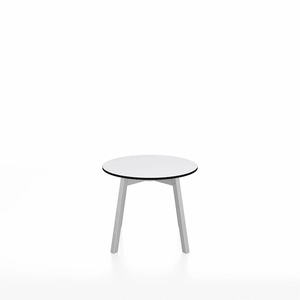 Emeco Su Low Table side/end table Emeco Round Clear Anodized Aluminum Legs White HPL