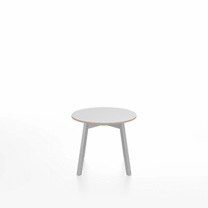 Emeco Su Low Table side/end table Emeco Round Clear Anodized Aluminum Legs White Laminate Plywood