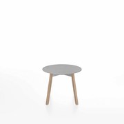 Emeco Su Low Table side/end table Emeco Round Natural Wood Legs Brushed Aluminum