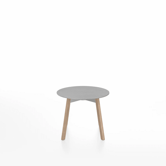 Emeco Su Low Table side/end table Emeco Round Natural Wood Legs Brushed Aluminum