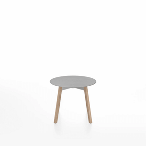 Emeco Su Low Table side/end table Emeco Round Natural Wood Legs Brushed Aluminum