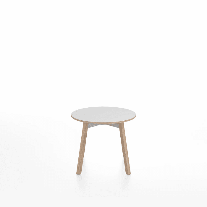 Emeco Su Low Table side/end table Emeco Round Natural Wood Legs White Laminate Plywood