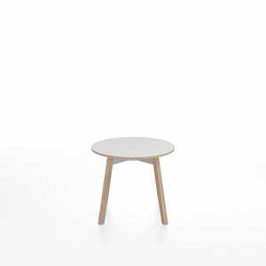 Emeco Su Low Table side/end table Emeco Round Natural Wood Legs White Laminate Plywood