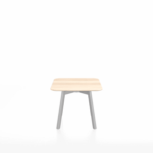 Emeco Su Low Table side/end table Emeco Square Clear Anodized Aluminum Legs Accoya Wood