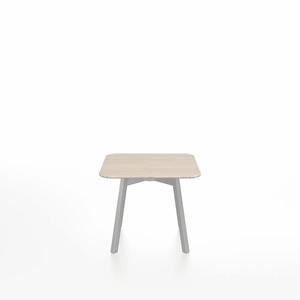 Emeco Su Low Table side/end table Emeco Square Clear Anodized Aluminum Legs Ash Wood
