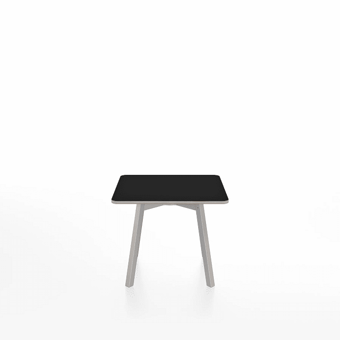 Emeco Su Low Table side/end table Emeco Square Clear Anodized Aluminum Legs Black Laminate Plywood