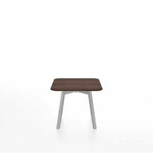 Emeco Su Low Table side/end table Emeco Square Clear Anodized Aluminum Legs Walnut Wood
