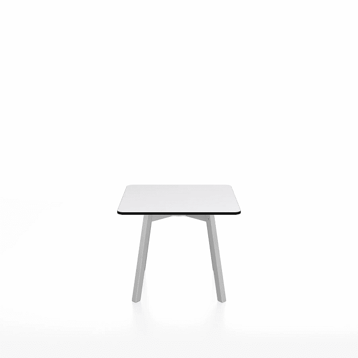 Emeco Su Low Table side/end table Emeco Square Clear Anodized Aluminum Legs White HPL