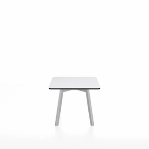 Emeco Su Low Table side/end table Emeco Square Clear Anodized Aluminum Legs White HPL