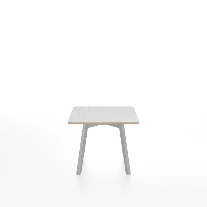 Emeco Su Low Table side/end table Emeco Square Clear Anodized Aluminum Legs White Laminate Plywood