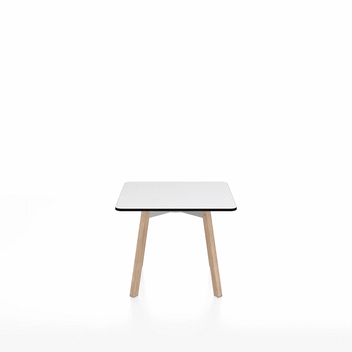 Emeco Su Low Table side/end table Emeco Square Natural Wood Legs White HPL