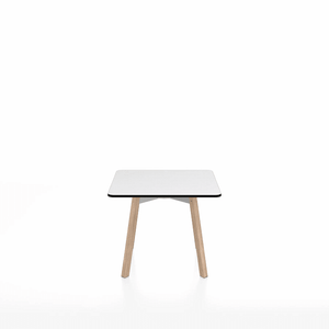 Emeco Su Low Table side/end table Emeco Square Natural Wood Legs White HPL