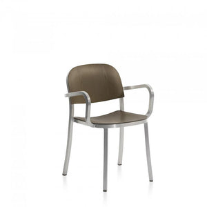Emeco 1 Inch Arm Chair Chairs Emeco HAND BRUSHED ALUMINUM WALNUT 