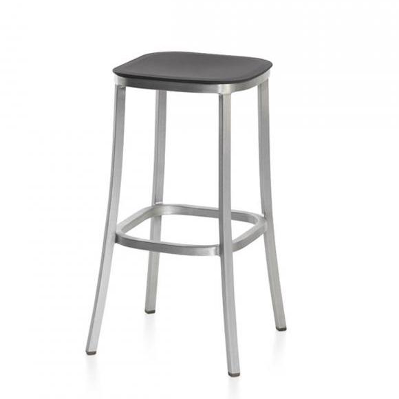 Emeco 1 Inch Bar Stool Stools Emeco HAND BRUSHED ALUMINUM DARK GREY 