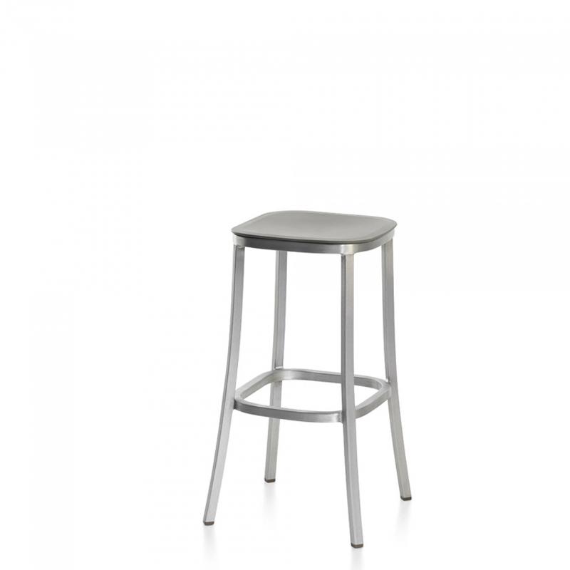 Emeco 1 Inch Bar Stool Stools Emeco HAND BRUSHED ALUMINUM LIGHT GREY 