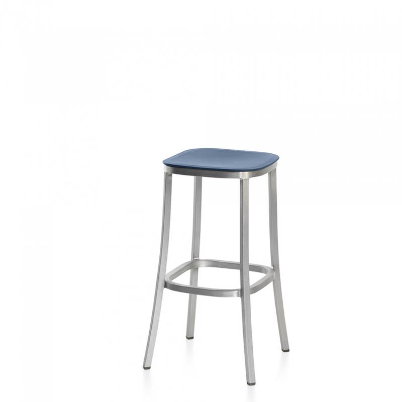 Emeco 1 Inch Bar Stool Stools Emeco HAND BRUSHED ALUMINUM BLUE 