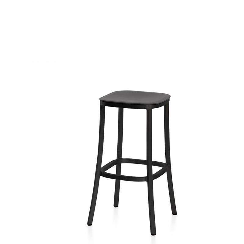 Emeco 1 Inch Bar Stool Stools Emeco DARK POWDER COATED ALUMINUM DARK GREY 