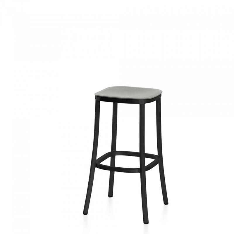 Emeco 1 Inch Bar Stool Stools Emeco DARK POWDER COATED ALUMINUM LIGHT GREY 