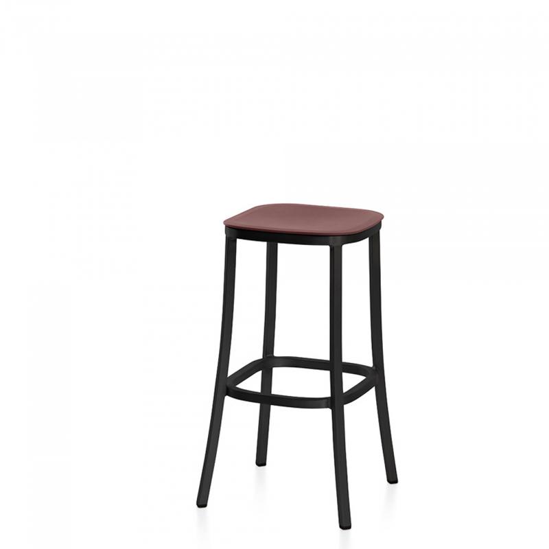 Emeco 1 Inch Bar Stool Stools Emeco DARK POWDER COATED ALUMINUM BORDEAUX 