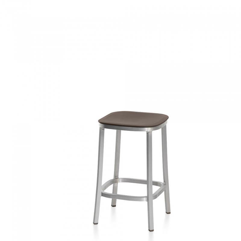 Emeco 1 Inch Counter Stool Stools Emeco HAND BRUSHED ALUMINUM BROWN 