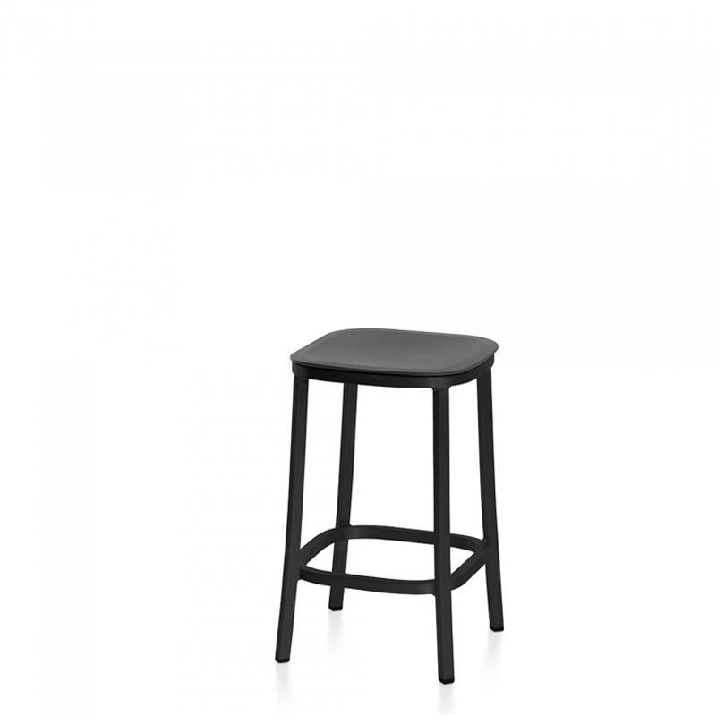 Emeco 1 Inch Counter Stool Stools Emeco DARK POWDER COATED ALUMINUM DARK GREY 