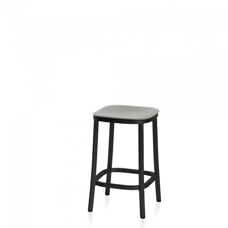 Emeco 1 Inch Counter Stool Stools Emeco DARK POWDER COATED ALUMINUM LIGHT GREY 