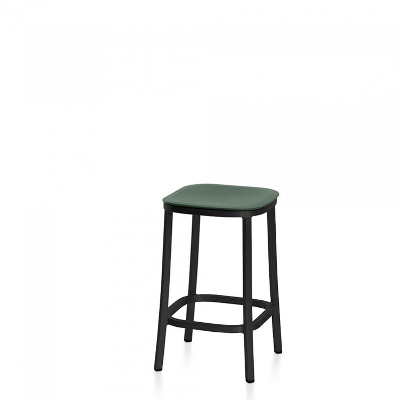 Emeco 1 Inch Counter Stool Stools Emeco DARK POWDER COATED ALUMINUM GREEN 