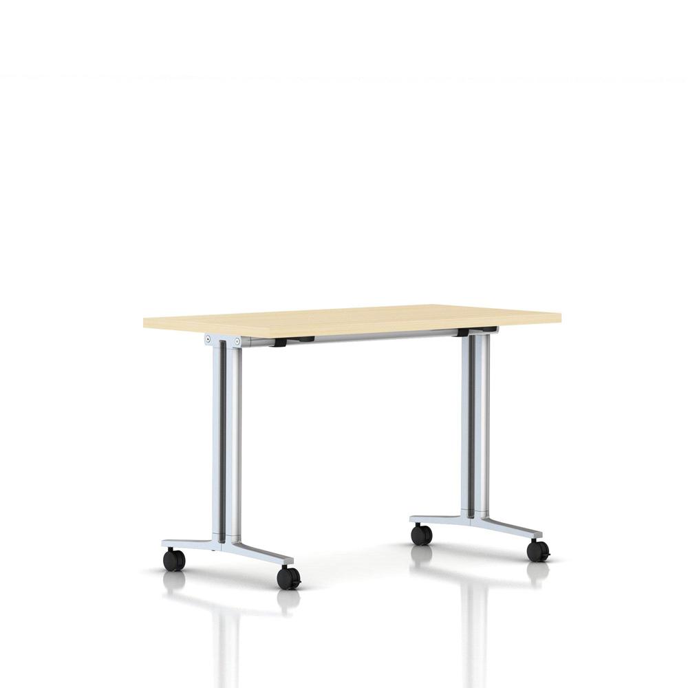 Everywhere Flip-Top Table Desk's herman miller 48-inches Wide Clear on Ash Metallic Silver