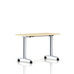 Everywhere Flip-Top Table Desk's herman miller 48-inches Wide Clear on Ash Metallic Silver