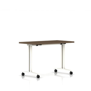 Everywhere Flip-Top Table Desk's herman miller 48-inches Wide Walnut on Ash White
