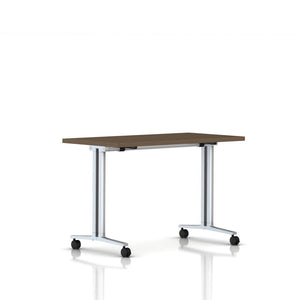 Everywhere Flip-Top Table Desk's herman miller 48-inches Wide Walnut on Ash Metallic Silver