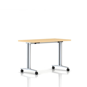 Everywhere Flip-Top Table Desk's herman miller 48-inches Wide Natural Maple Laminate Metallic Silver
