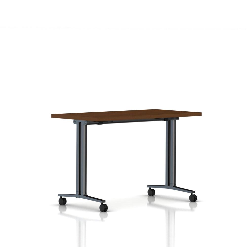 Everywhere Flip-Top Table Desk's herman miller 48-inches Wide Light Brown Walnut Black Umber