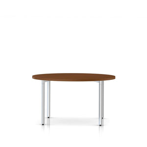 Everywhere Round Table Dining Tables herman miller 48-inch Diameter - Add $11.00 Light Brown Walnut Metallic Silver