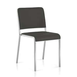 Emeco 20-06 Arm Chair Side/Dining Emeco Hand-Brushed Fabric Dark Grey Seat & Back Pad +$295 No Glides