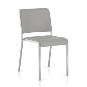 Emeco 20-06 Arm Chair Side/Dining Emeco Hand-Brushed Fabric Light Grey Seat & Back Pad +$295 No Glides