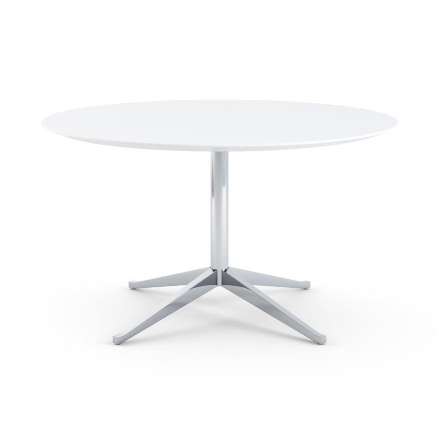 Florence Knoll 54&quot; Round Table Dining Tables Knoll Polished chrome White Laminate 